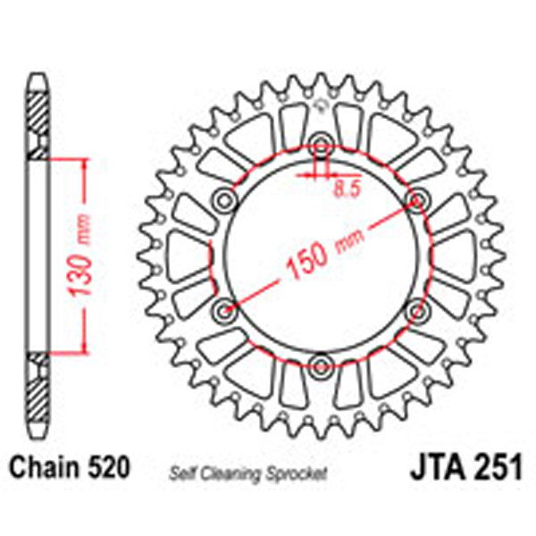 JT JT Rear Sprockets R/W 251-48SC Alloy